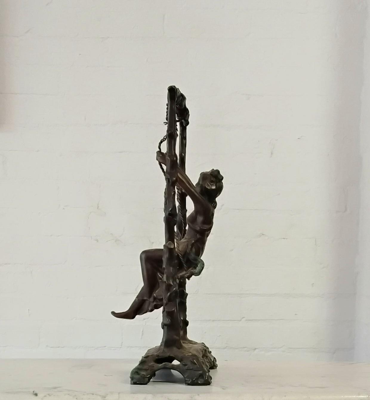 Auguste Moreau Bronze Sculpture (Girl on Swing)