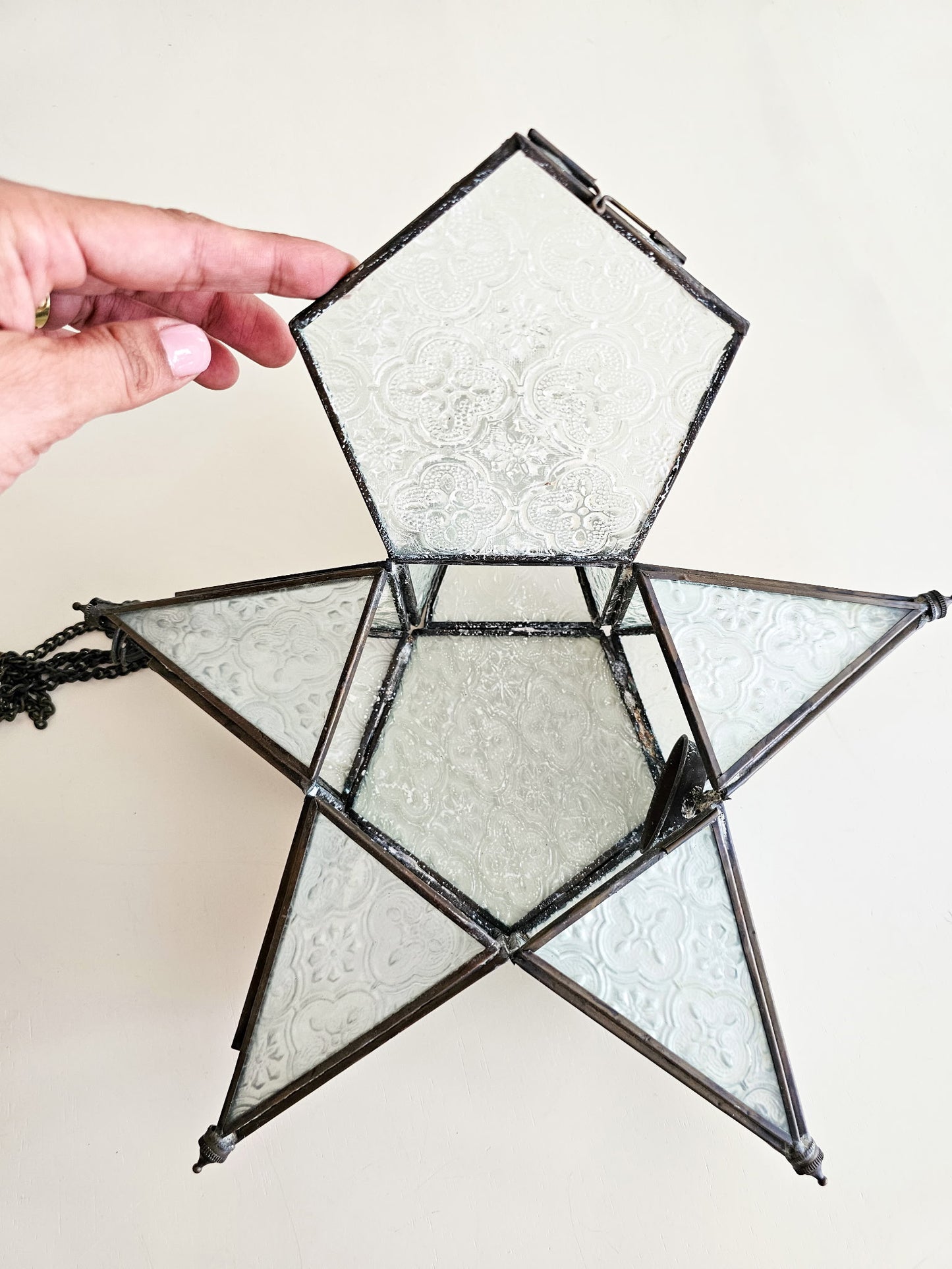 Vintage 1960’s Swedish Glass & Meatal Candle Holder