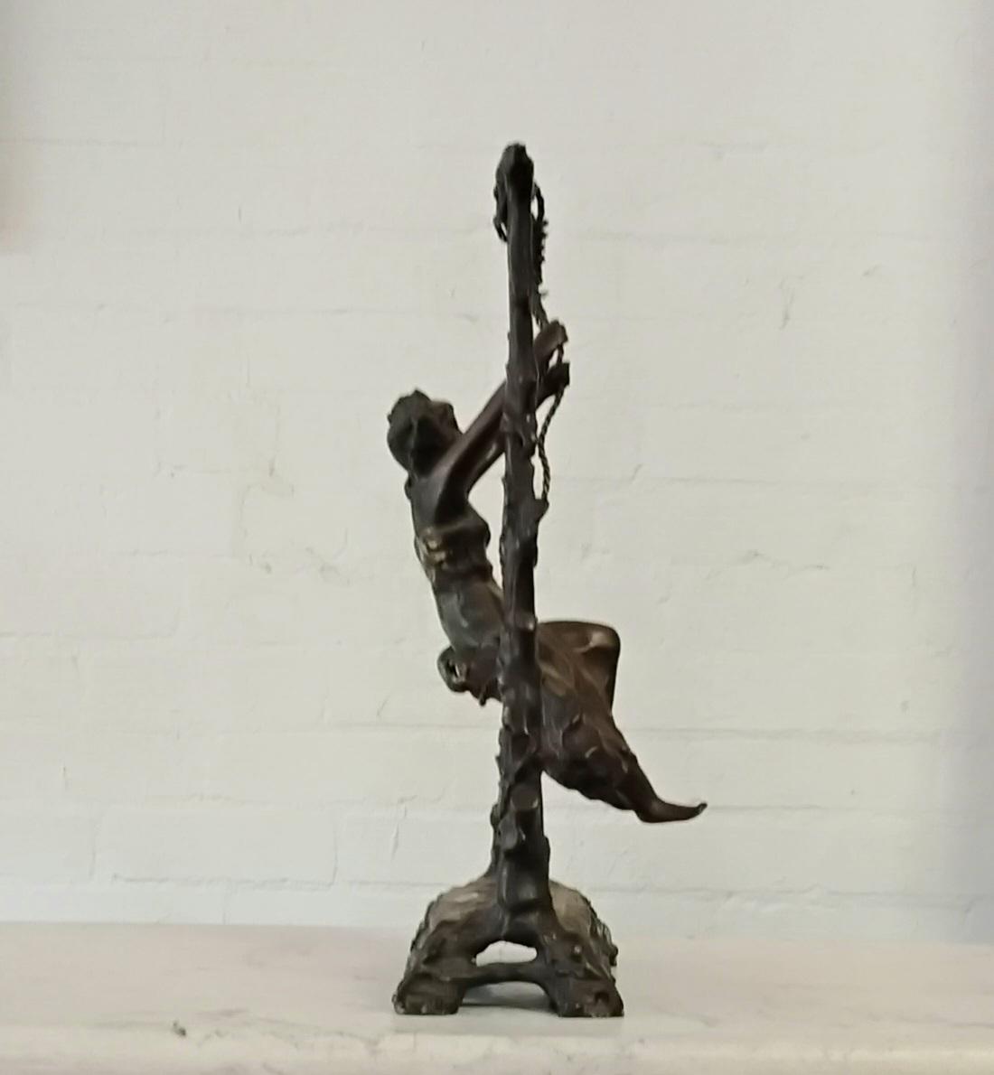 Auguste Moreau Bronze Sculpture (Girl on Swing)