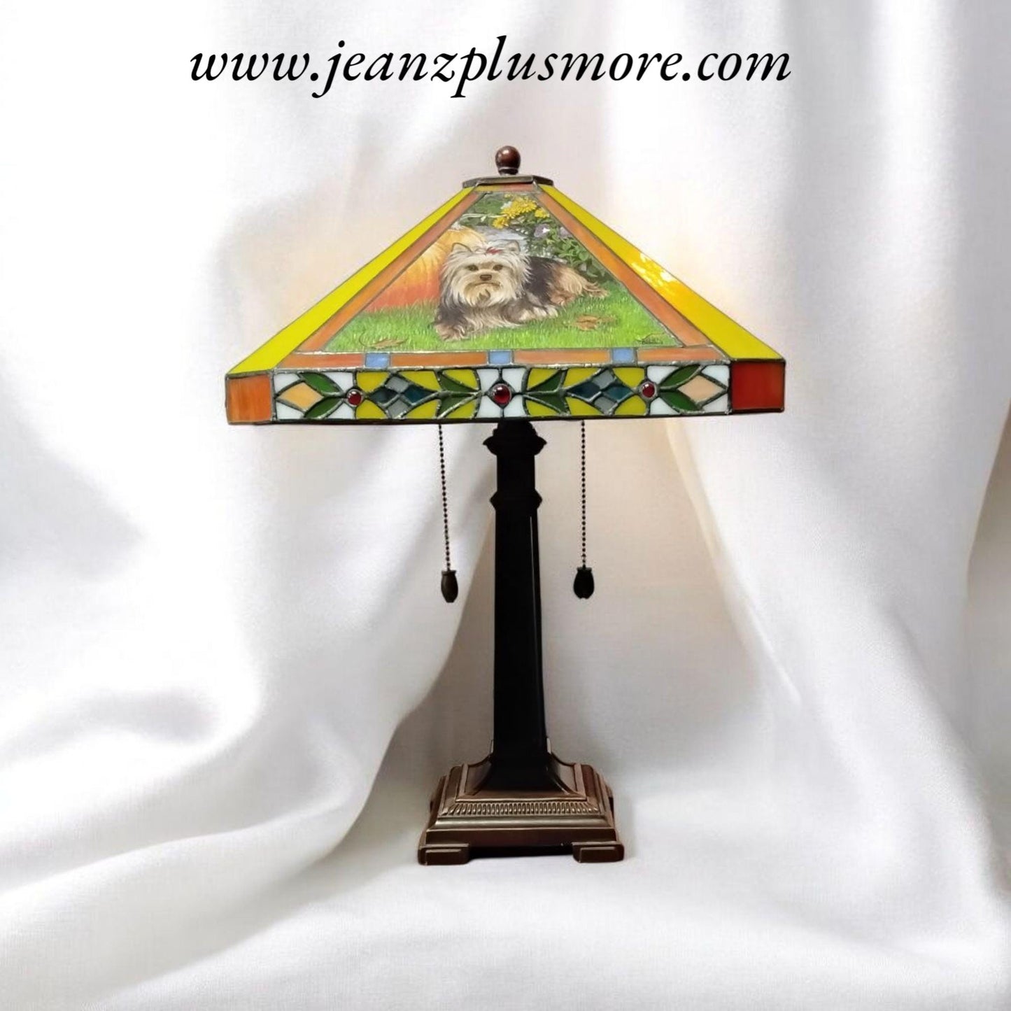 The Yorkie Stained Glass Lamp