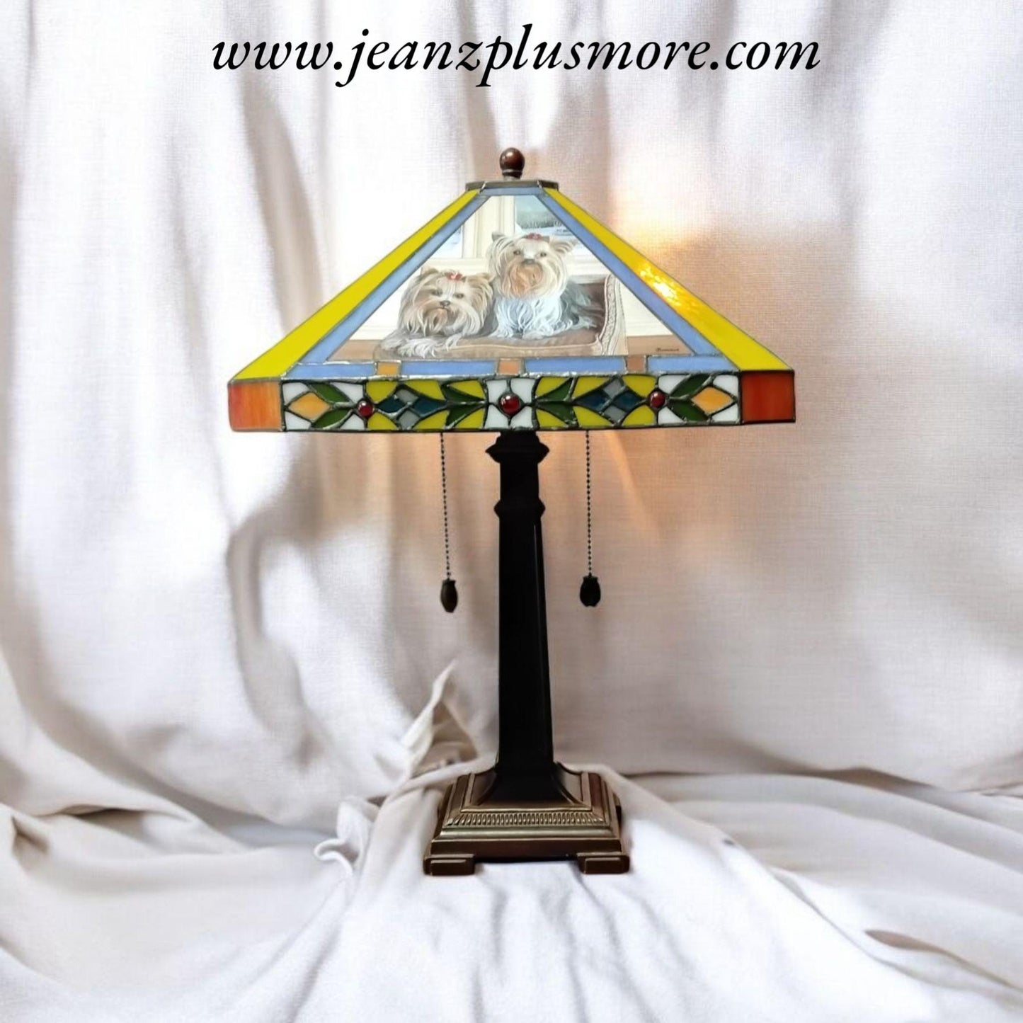 The Yorkie Stained Glass Lamp