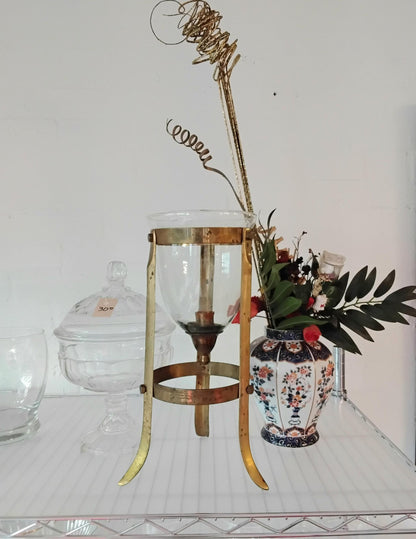 Brass Hurricane Candleholder