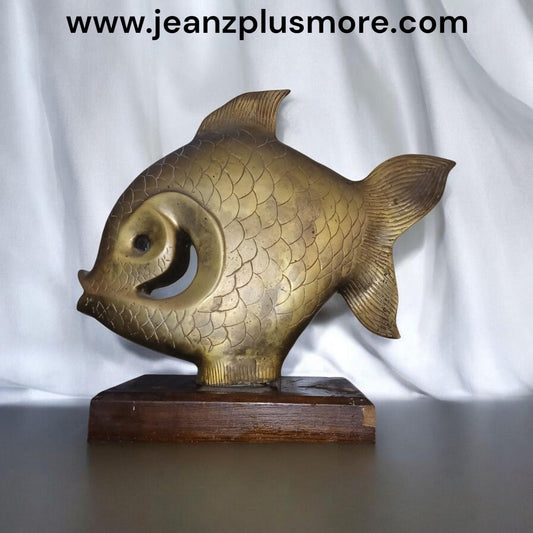 Vintage Brass Fish Sculpture 1980's