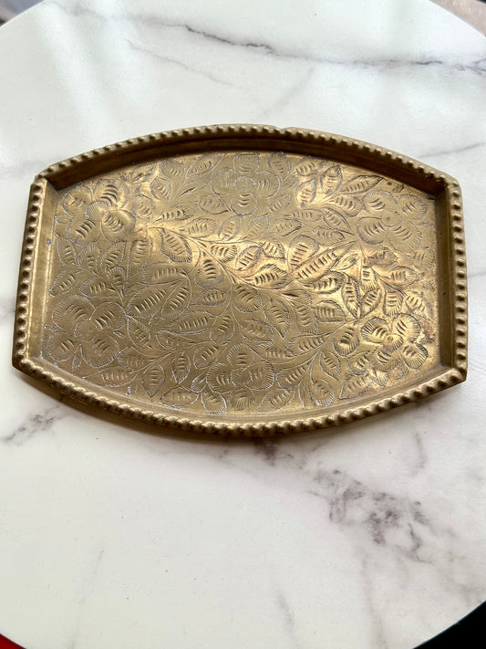 Vintage Indian Brass Serving Tray