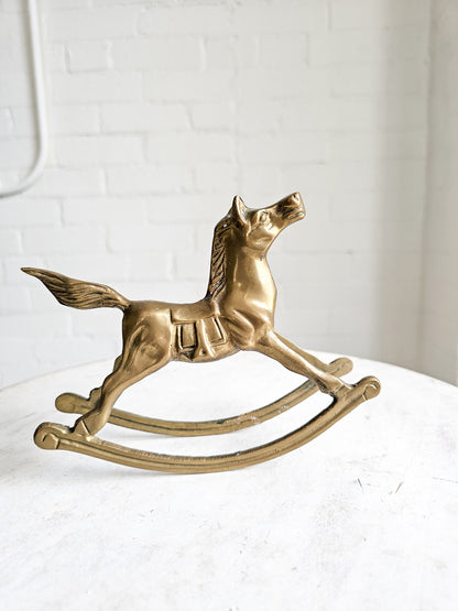 Vintage Retro Brass Rocking Horse