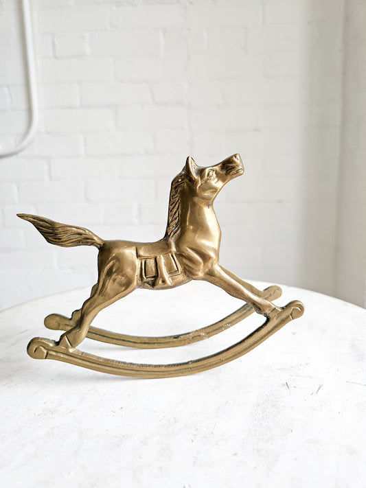 Vintage Retro Brass Rocking Horse