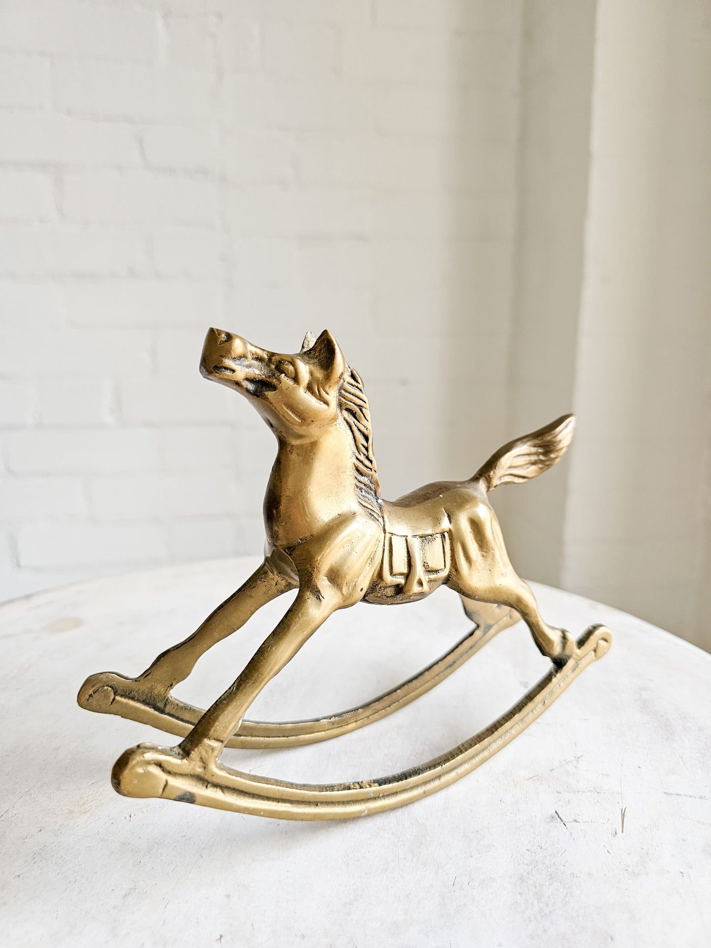 Vintage Retro Brass Rocking Horse