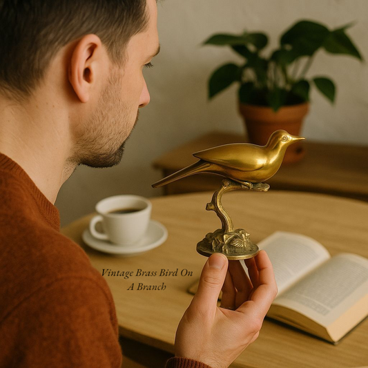 Vintage Brass Bird On A Branch