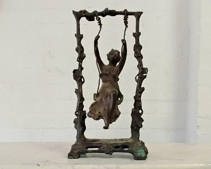 Auguste Moreau Bronze Sculpture (Girl on Swing)