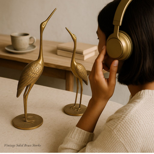 Vintage Solid Brass Storks(set)